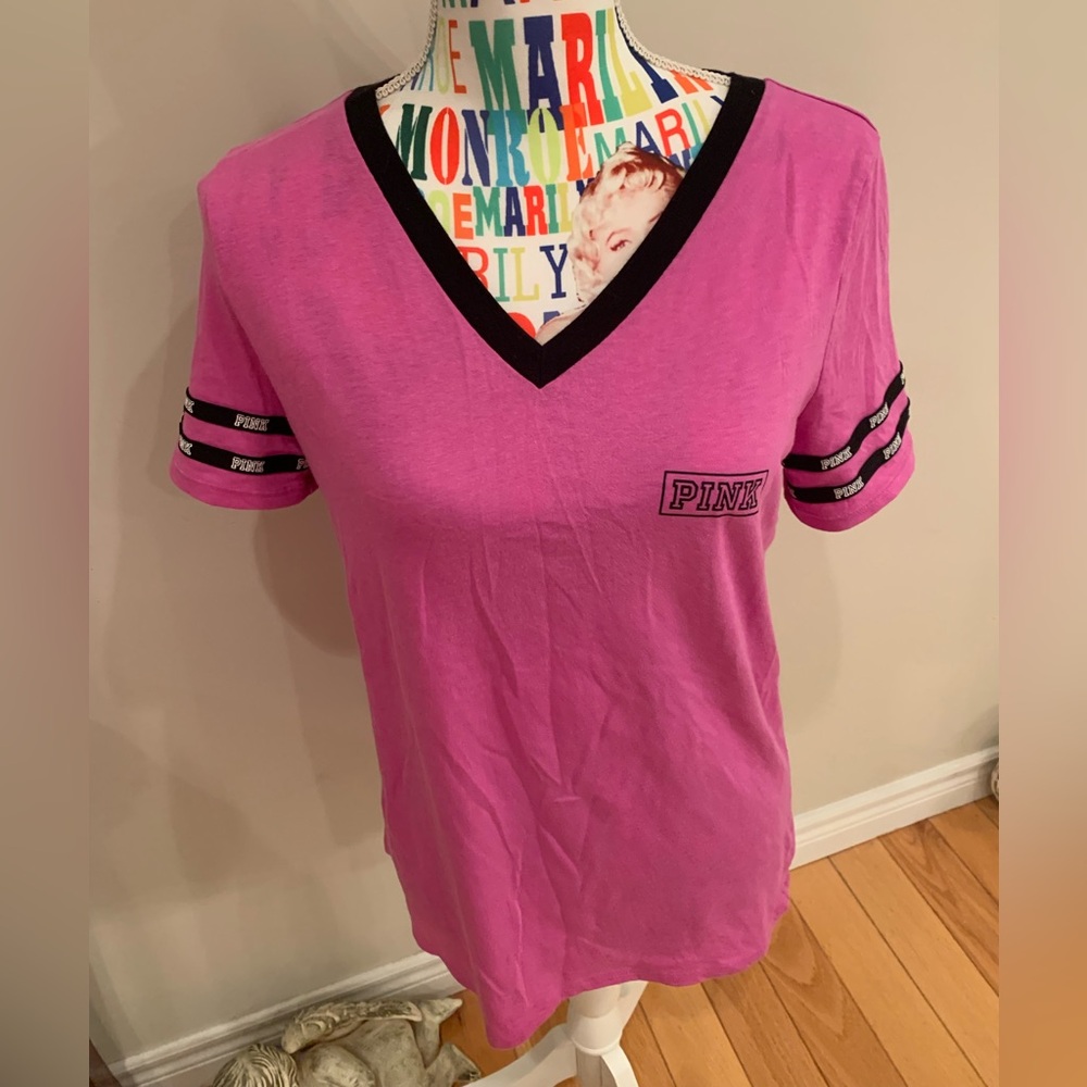 PINK Victoria's Secret Pink Tee with Black Accents